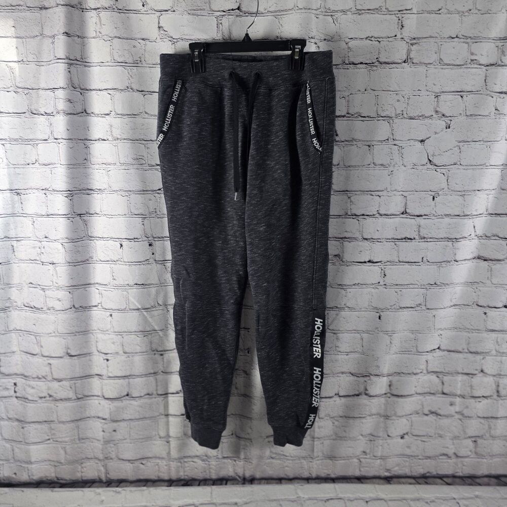 Y2K Hollister Sweatpants Womens Small Gray Joggers Drawstring Logo Embroidered